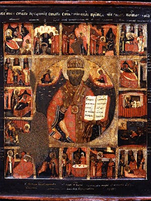 St. Nicholas the Thaumaturge, with scenes from the story of his life