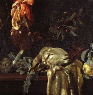 Still life with ram's head