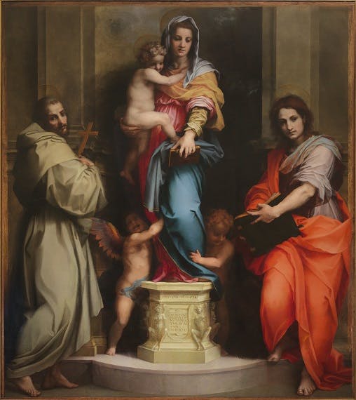 Madonna con Bambino tra San Francesco d'Assisi e San Giovanni Evangelista ('Madonna delle Arpie')