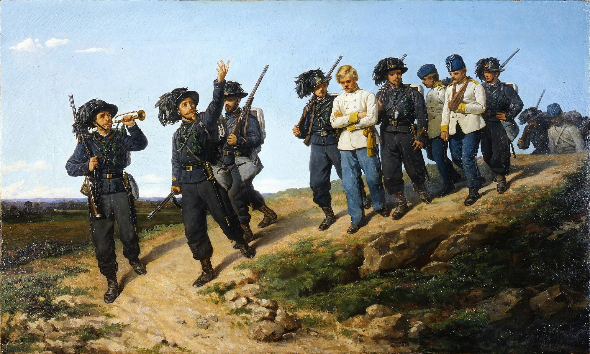 Sharpshooters leading Austrian prisoners