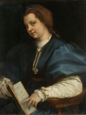 Ritratto di giovane donna con un ‘petrarchino’