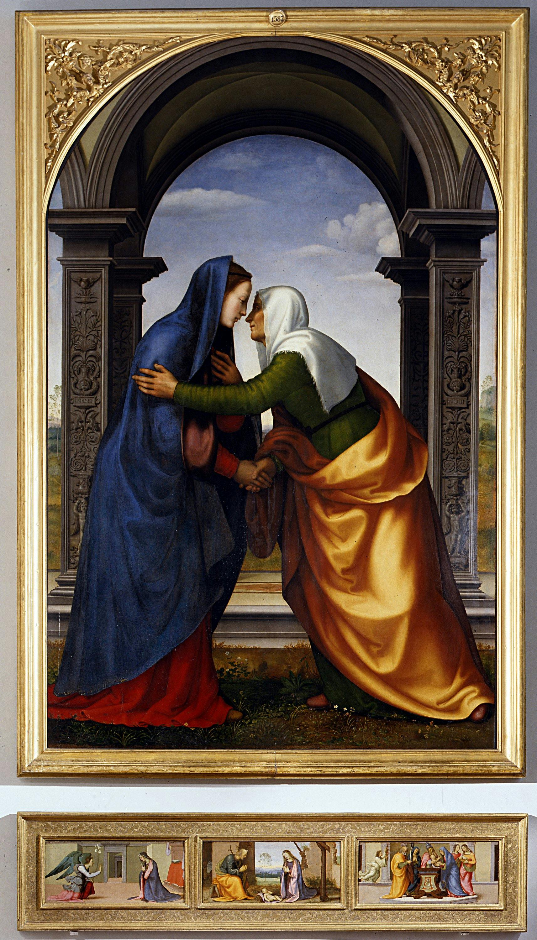 Visitation (In the predella: Episodes from the Infancy of Christ)