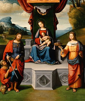 Madonna and Child Enthroned between Saint Martin of Tours and Saint Dorothy (or Rosalie)