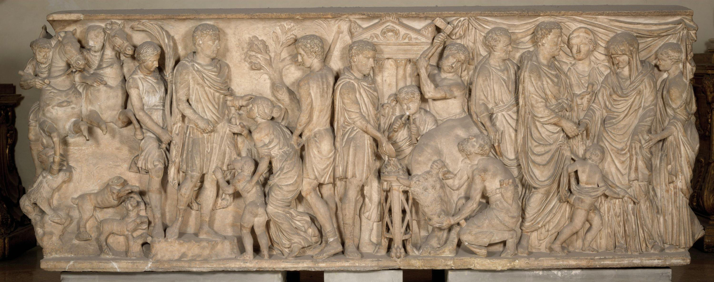Sarcophagus with scenes of vita humana et militaris