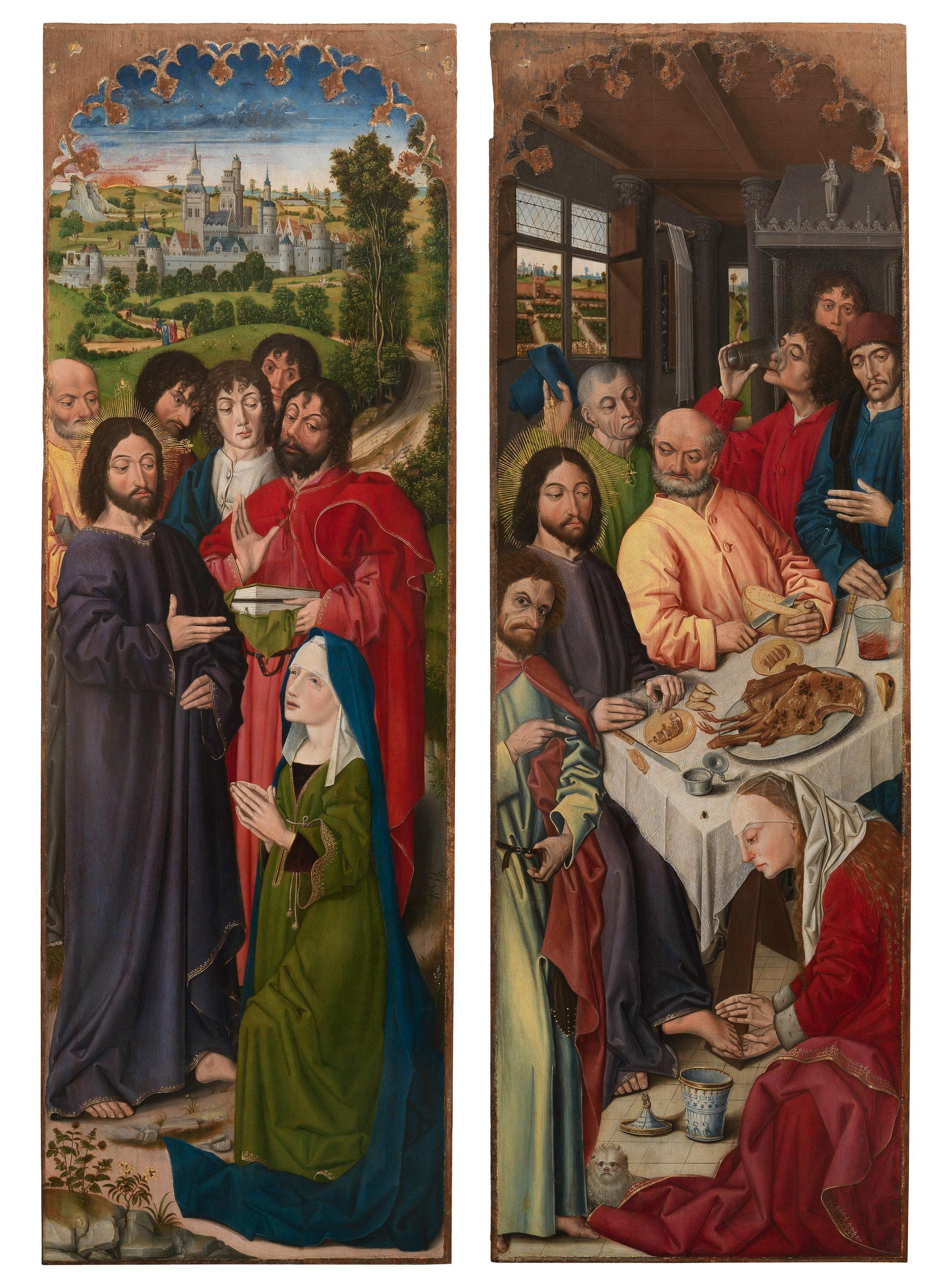 Trittico con la Resurrezione di Lazzaro. Recto: Storie di Marta e Maria nelle ante. Pannello centrale: Resurrezione di Lazzaro. Verso:  la Vergine (anta sinistra), Francesco Coppini in ginocchio (anta destra)