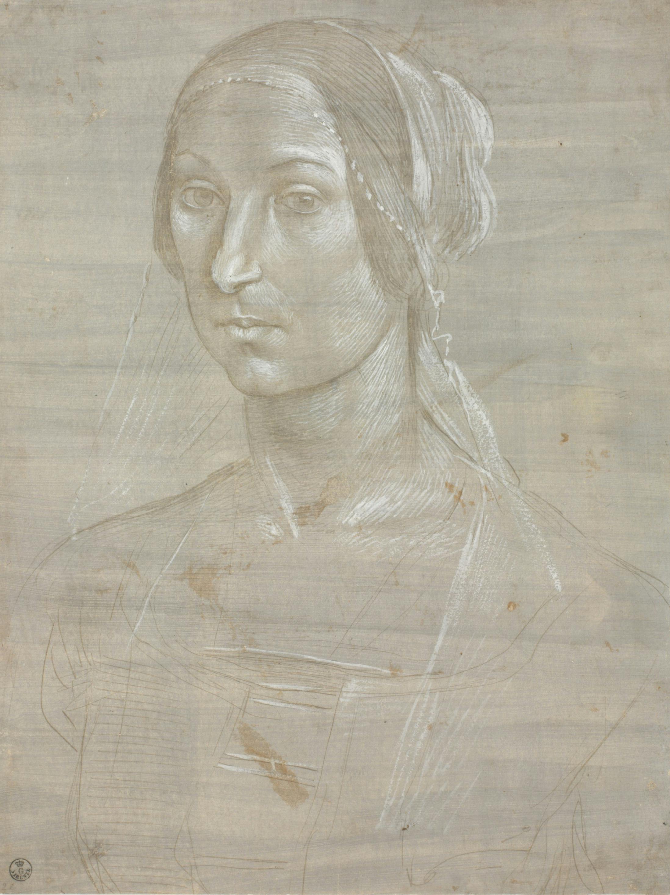Bust of a woman angled to the left