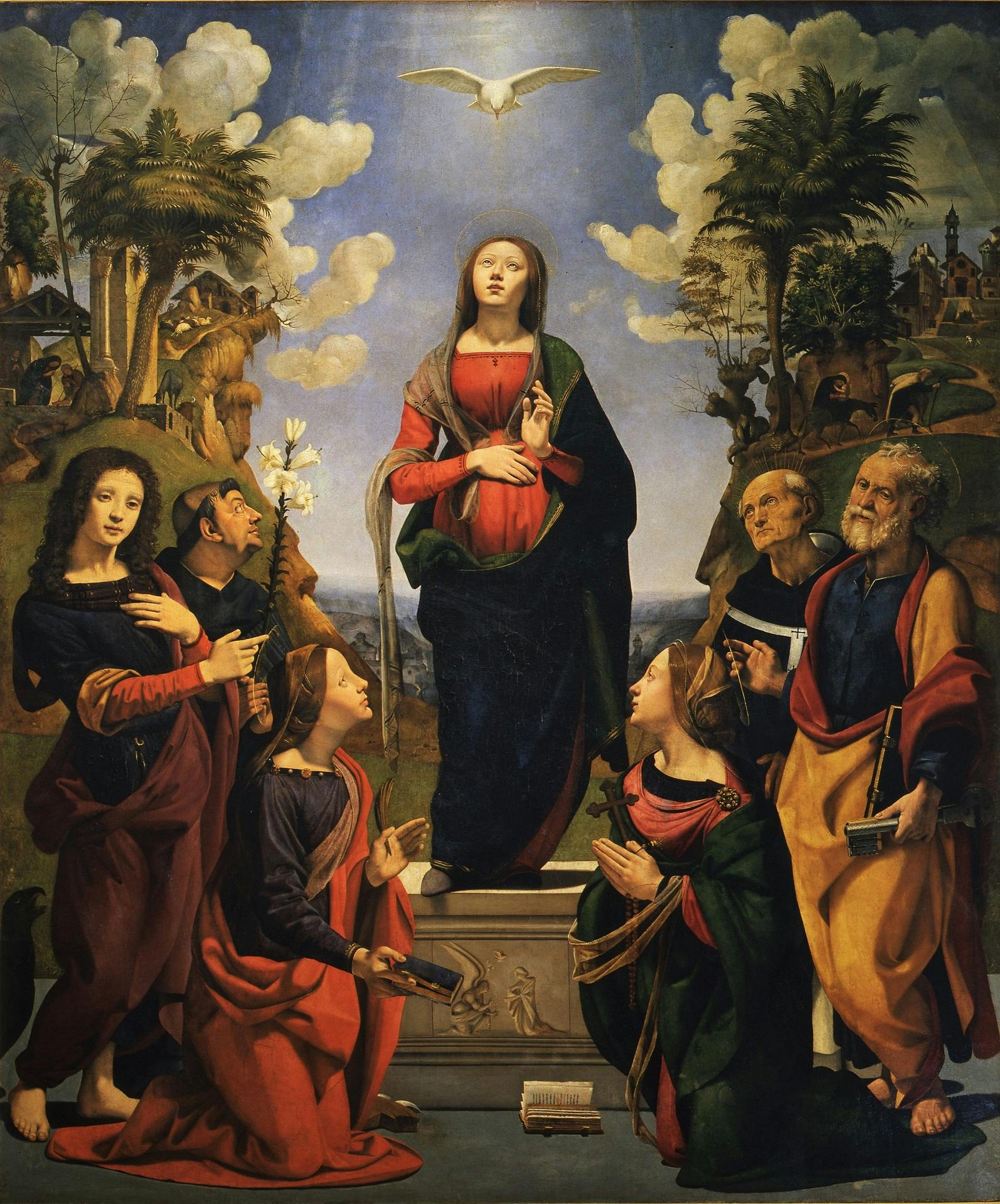 Incarnazione di Gesù e i santi Filippo Benizi, Giovanni evangelista, Caterina d’Alessandria, Margherita, Pietro e Antonino Pierozzi