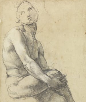 Preparatory study for Adam in “Disputation of the Holy Sacrament”, architectural sketch