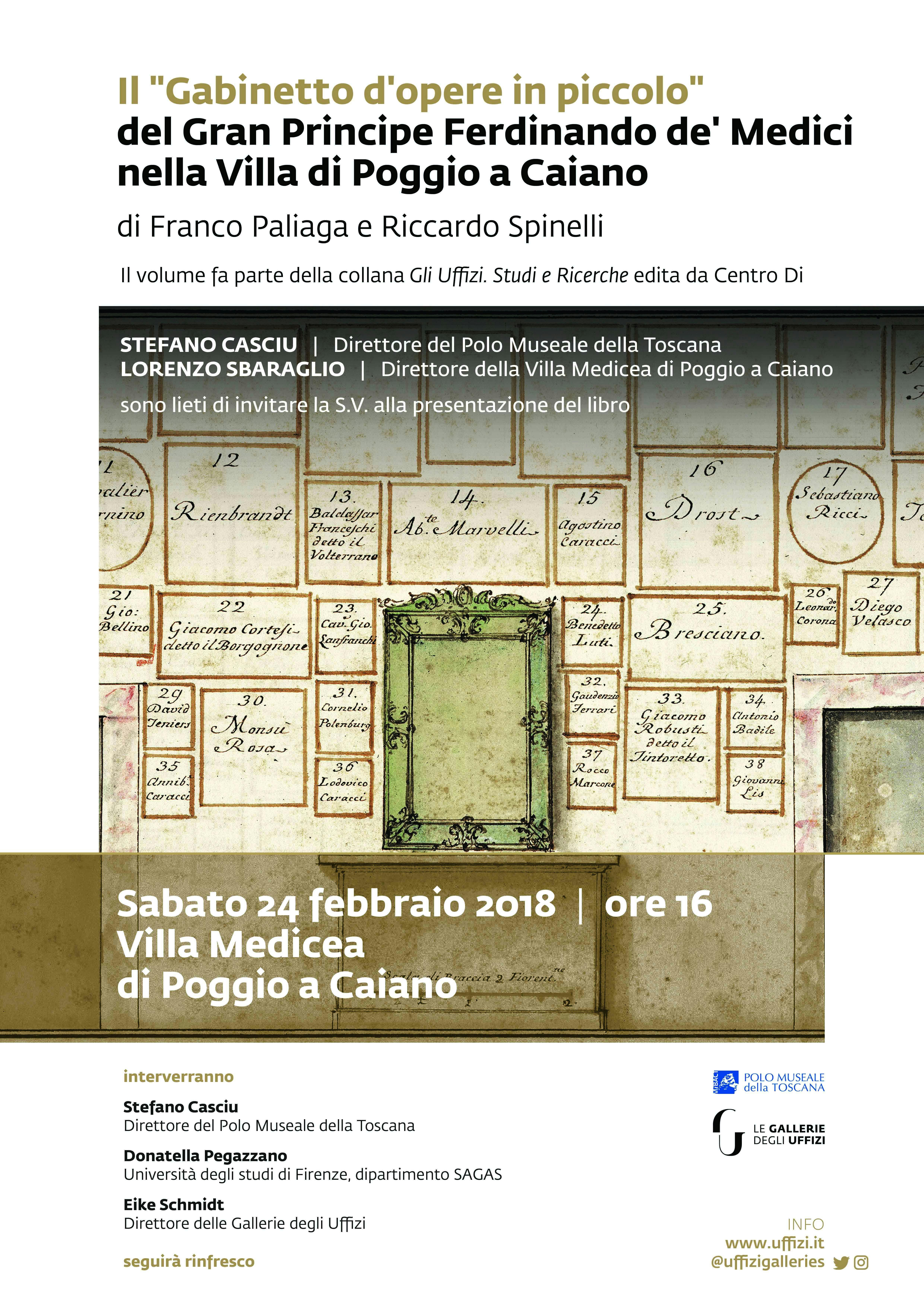 Presentazione del libro Il "Gabinetto d'opere in piccolo" del Gran Principe Ferdinando de' Medici  nella Villa di Poggio a Caiano