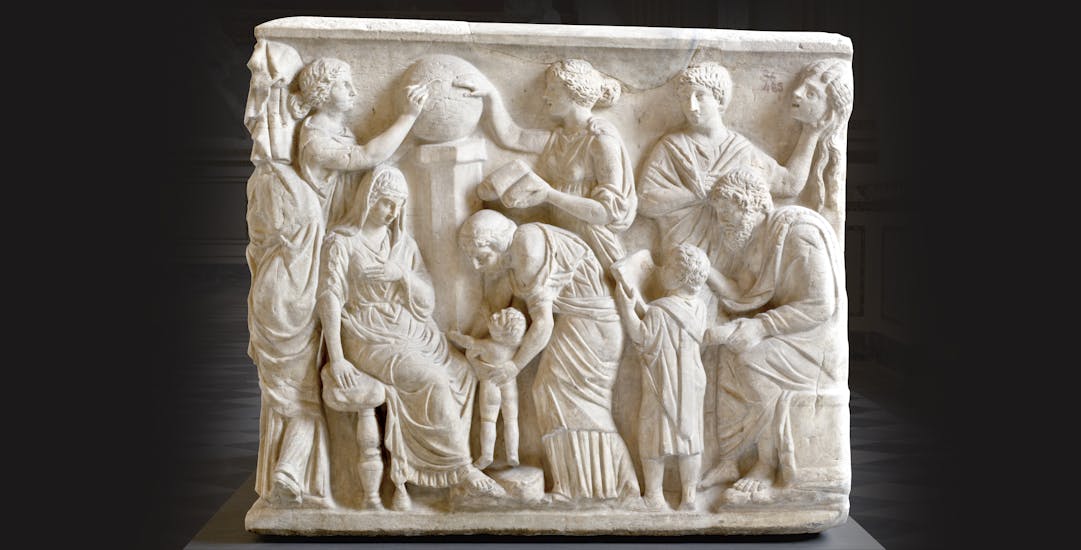 Sarcophagus with scene from the life of a leading Roman figure