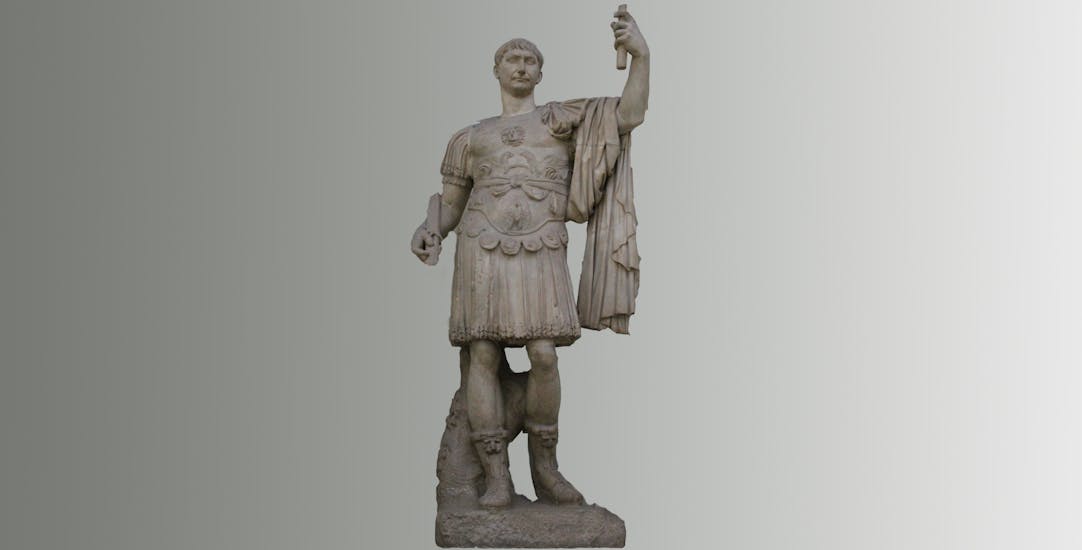 Statue in armour with the head of Trajan