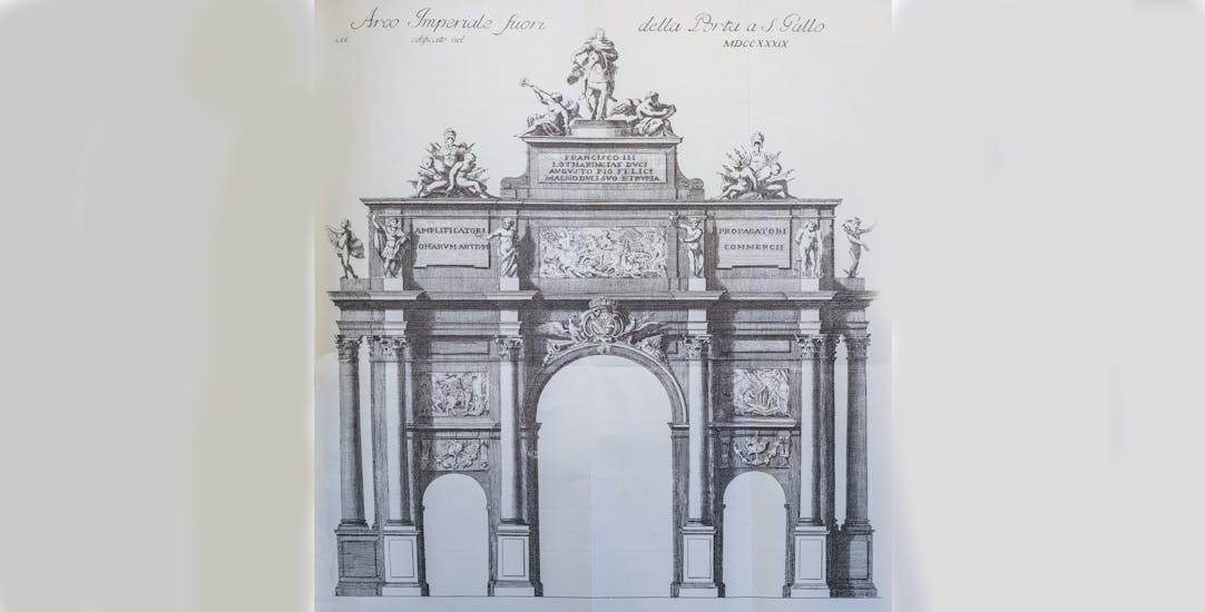 Arco Imperiale di Porta S. Gallo (da G. Richa, Notizie istoriche… cit., vol. I)