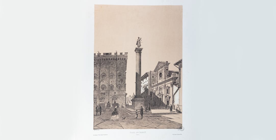 Demidoff – Piazza S. Trinita (from Anatoly Demidoff, La Toscane. Album monumental et pittoresque, 1862)