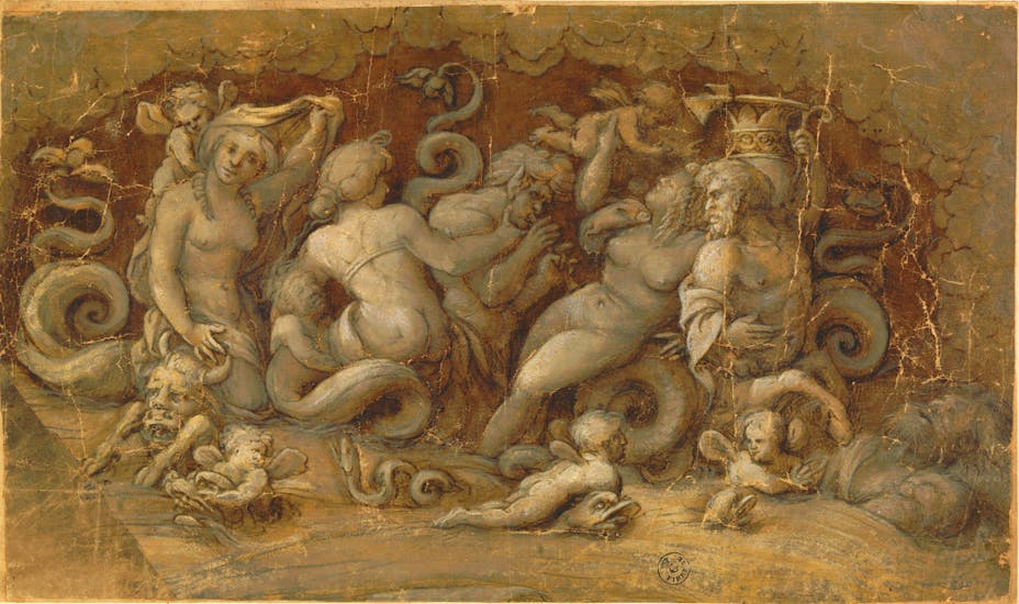 Nereids, Tritons and Winged Putti on Dolphins