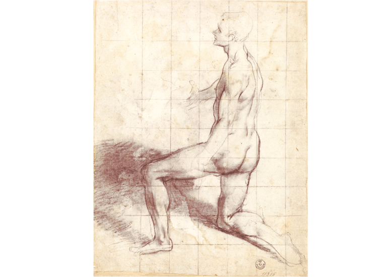Figura maschile nuda inginocchiata