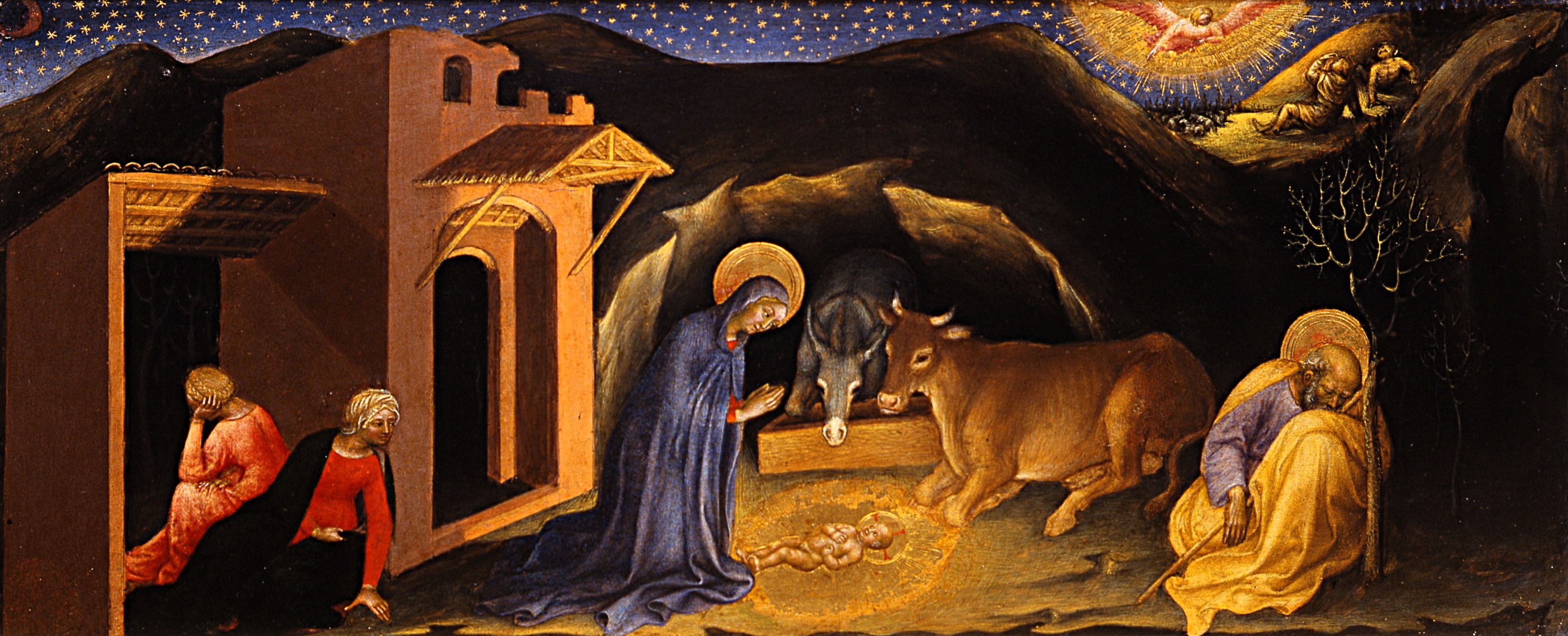 particolare della Natività dal dipinto di Gentile da Fabriano, Adirazione dei Magi