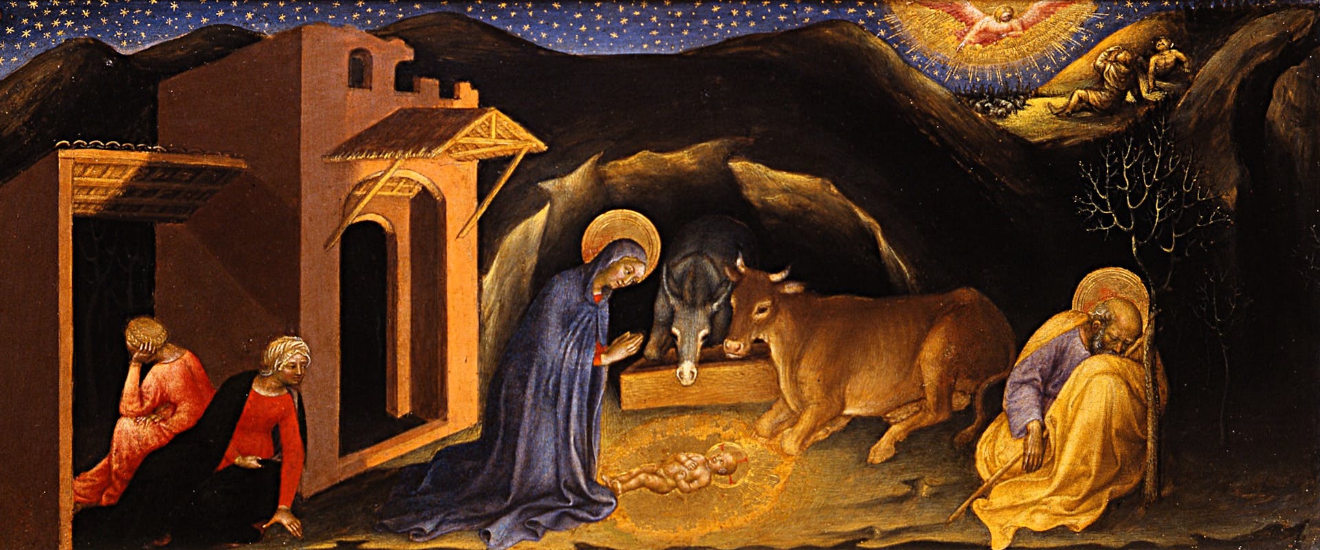 Gentile da Fabriano, Adorazione dei Magi (particolare) particolare della Natività dal dipinto di Gentile da Fabriano, Adirazione dei Magi