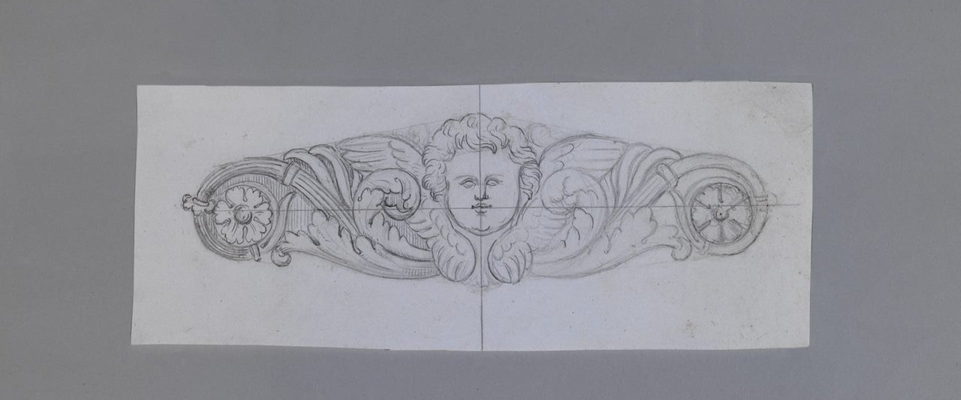 Disegno per una maniglia con cherubino. Matita