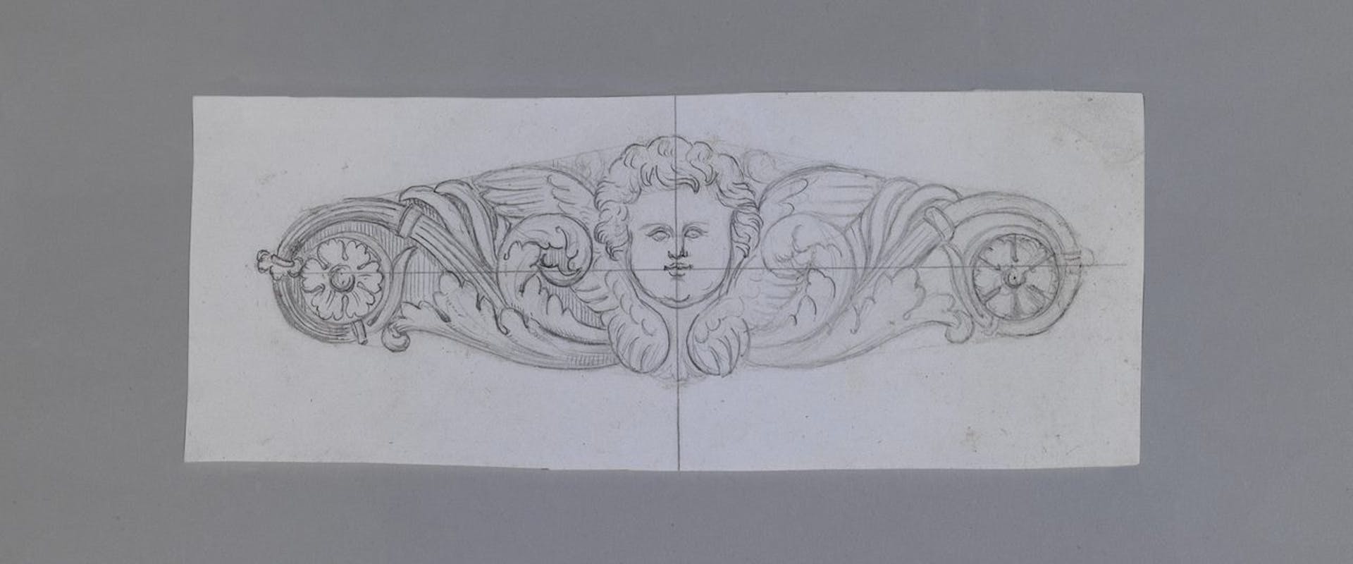Disegno per una maniglia con cherubino. Matita