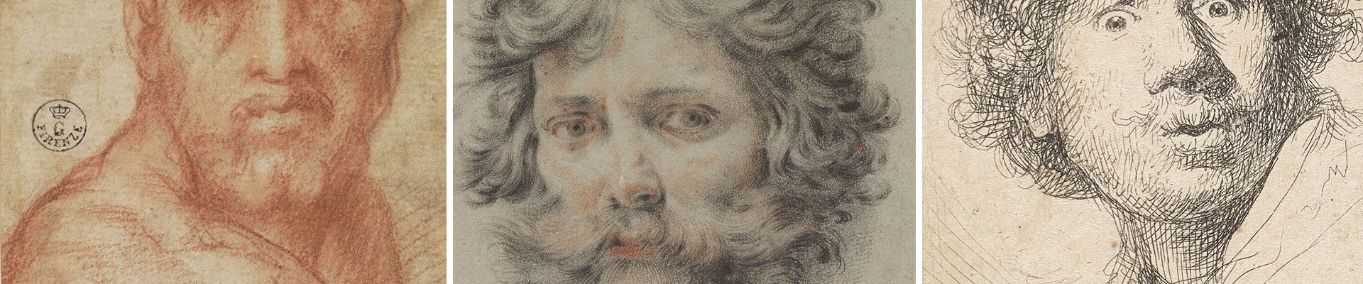 Copertina autoritratti su carta 500 e 600 Copertina illustrativa della mostra sugli autoritratti su carta del rinascimento con Pontormo, Cristofano Allori, Rembrandt