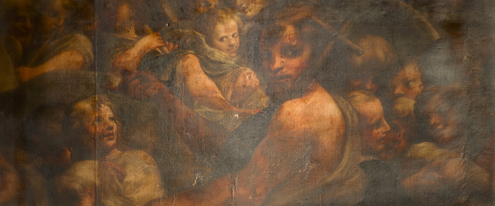 Annibale Carracci, Battista - restauro Art bonus 2024-dettaglio immagine dipinto da restaurare: Battista e angeli