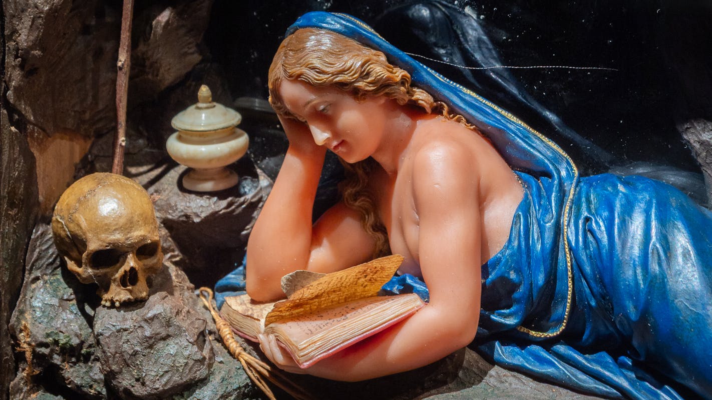 Wax upon a time, image of Mary Magdalene cover of the exhibition