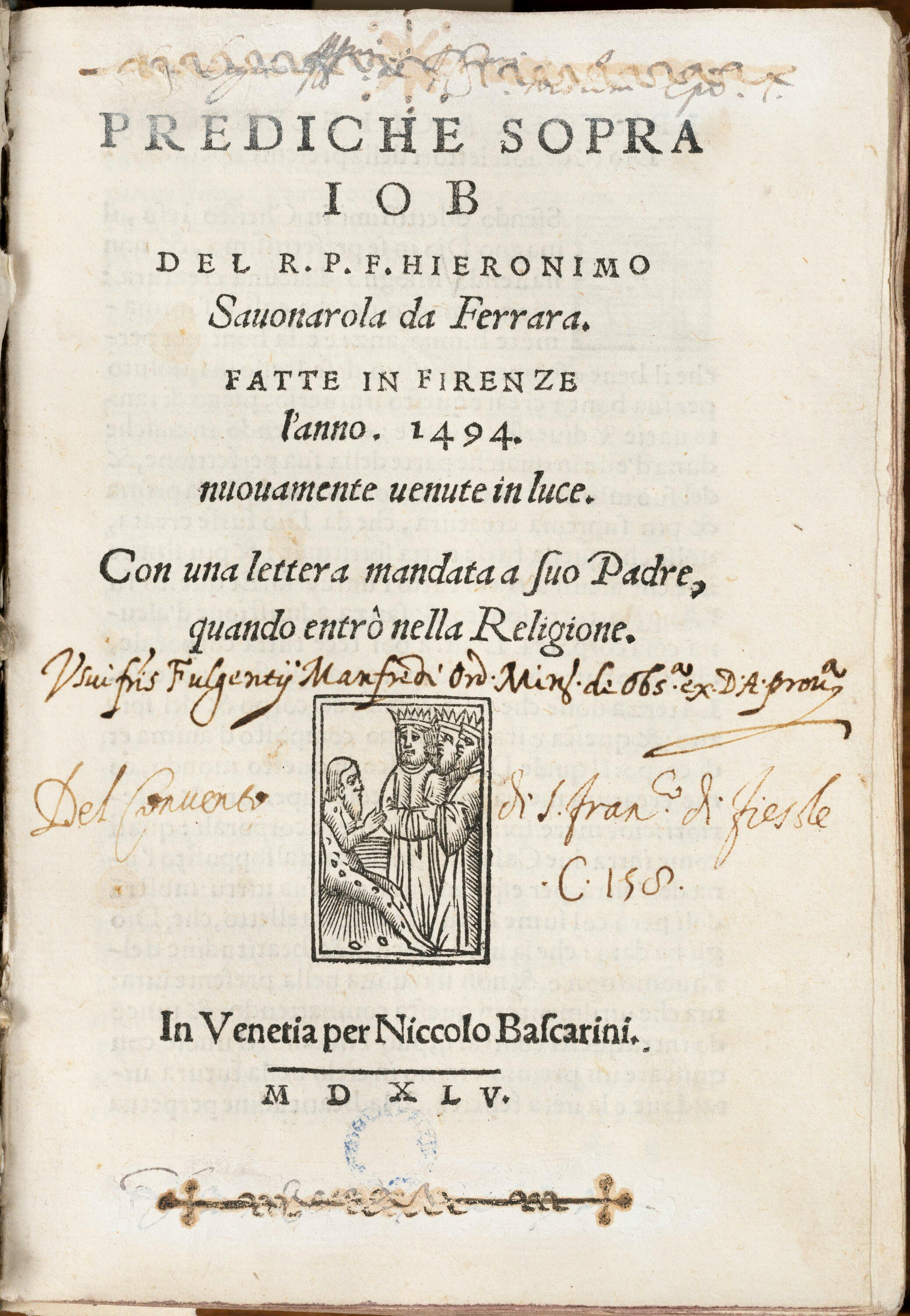 Prediche sopra Giobbe di Girolamo Savonarole Prediche sopra Giobbe di Girolamo Savonarole