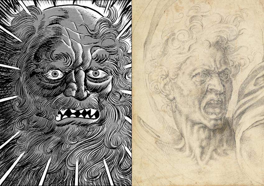 Damned Soul attributed to Francesco Salviati and Go Nagai manga