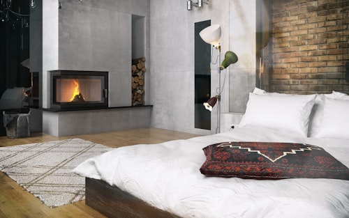 Vgradni kamin na drva z kotnim steklom DEFRO HOME INTRA SM BL MINI