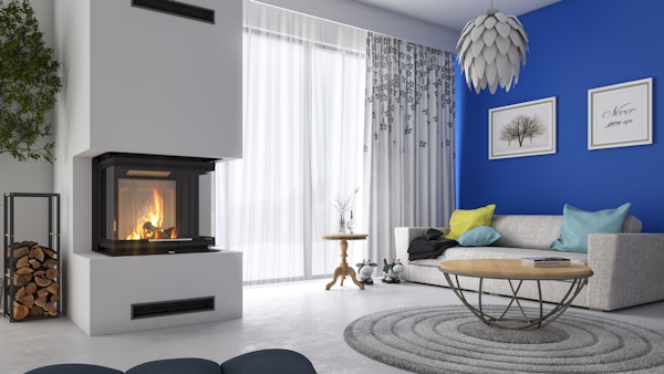 Vgradni kamin na drva z tristranskim steklom DEFRO HOME INTRA XSM C G
