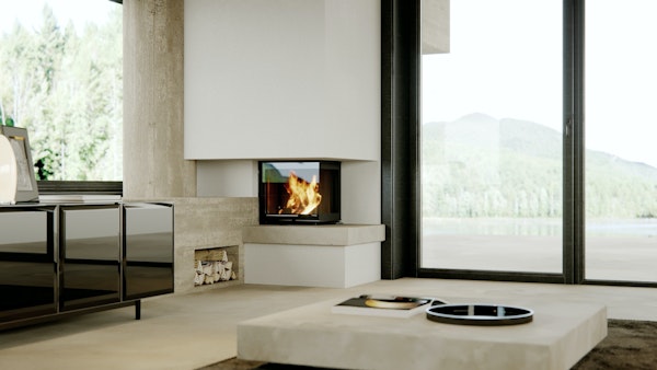 Vgradni kamin na drva z kotnim steklom DEFRO HOME INTRA XSM BL MINI G