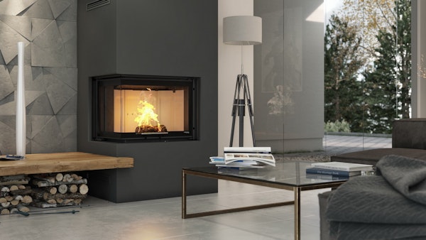 Vgradni kamin na drva z kotnim steklom DEFRO HOME INTRA SM BL MINI G