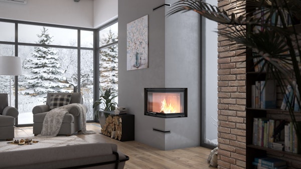 Vgradni kamin na drva z kotnim steklom DEFRO HOME INTRA SM BP MINI G