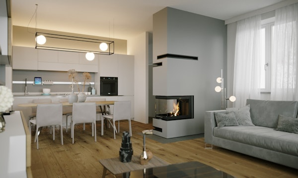 Vgradni kamin na drva s tristranskim geslom DEFRO HOME INTRA SM U G