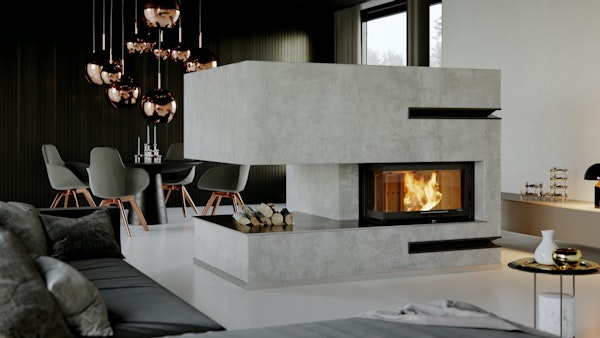 Vgradni kamin na drva s kotnim steklom DEFRO HOME INTRA ME BL SLIM G