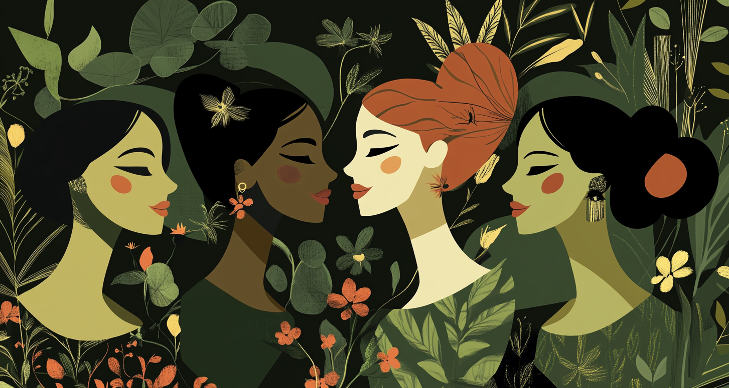 A montage of a group of women