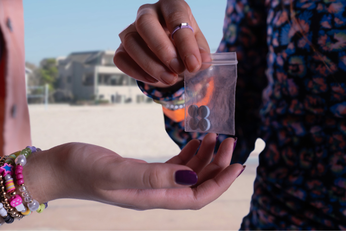 Small bag of pills.