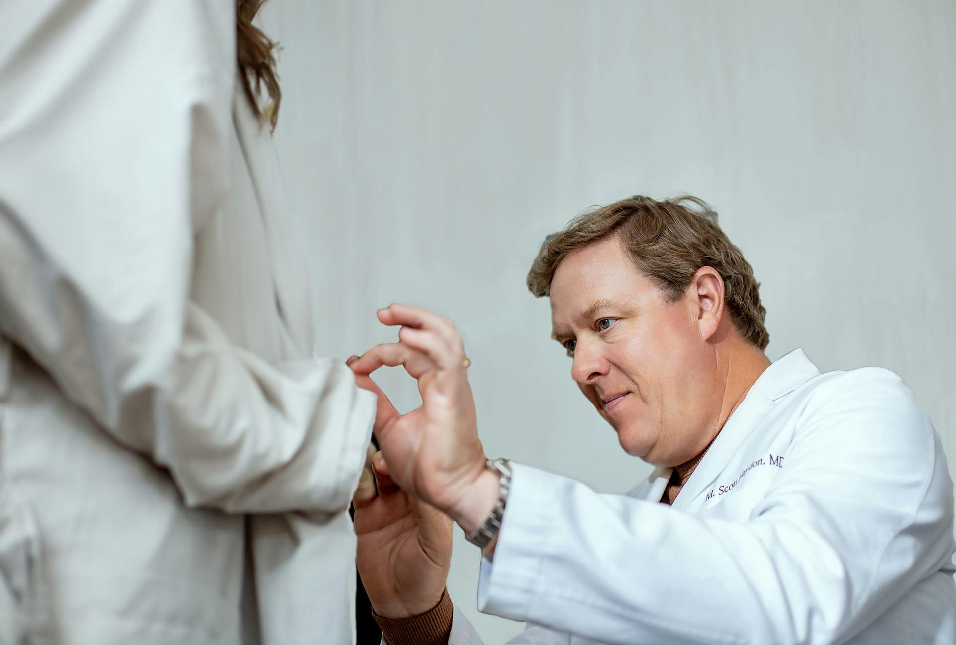 Dr. Haydon working with a patient