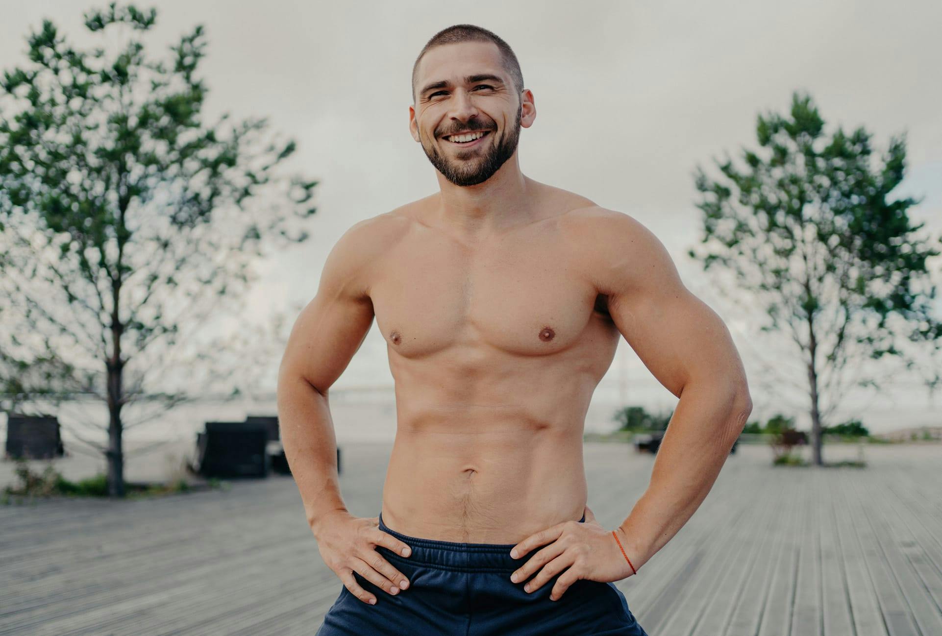 Man in great shape with his shirt off