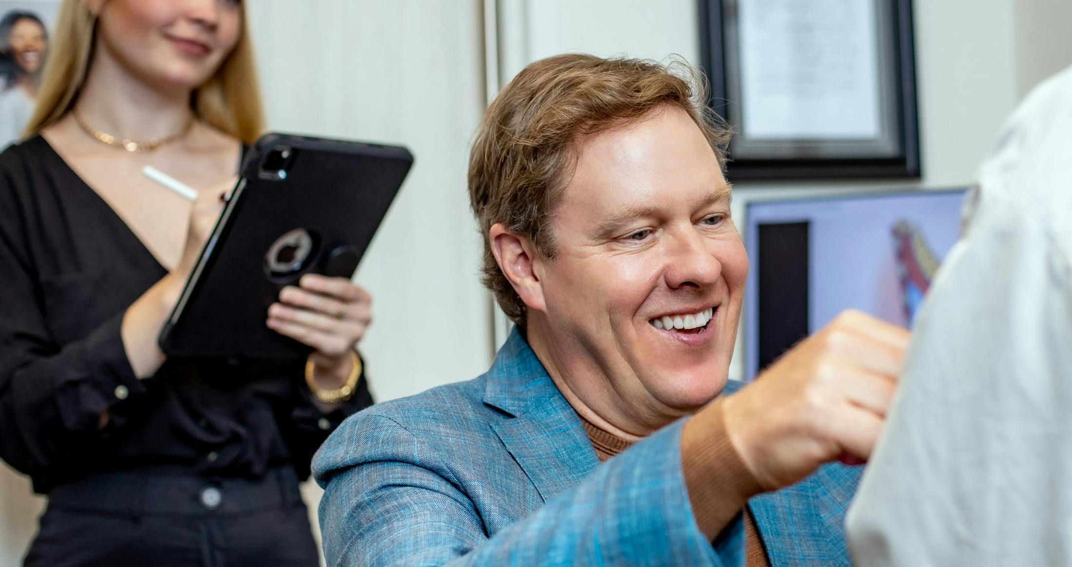 Dr. Haydon working with a patient