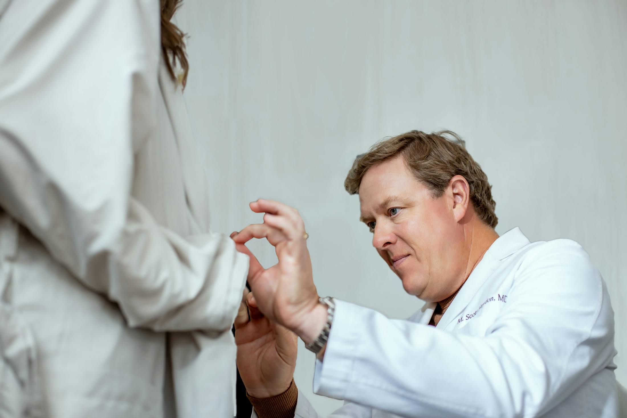 Dr. Haydon working with a patient