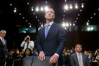 Image of Mark Zuckerberg at his hearing