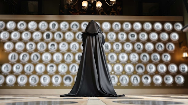 Fremantle and TF1 partner on Master of the Game A black-cloaked figure stands in front of a wall of blurred portraits