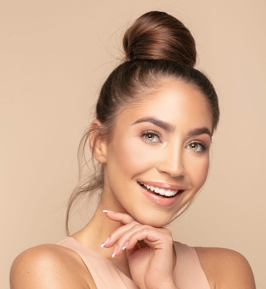 Woman with her hair in a bun