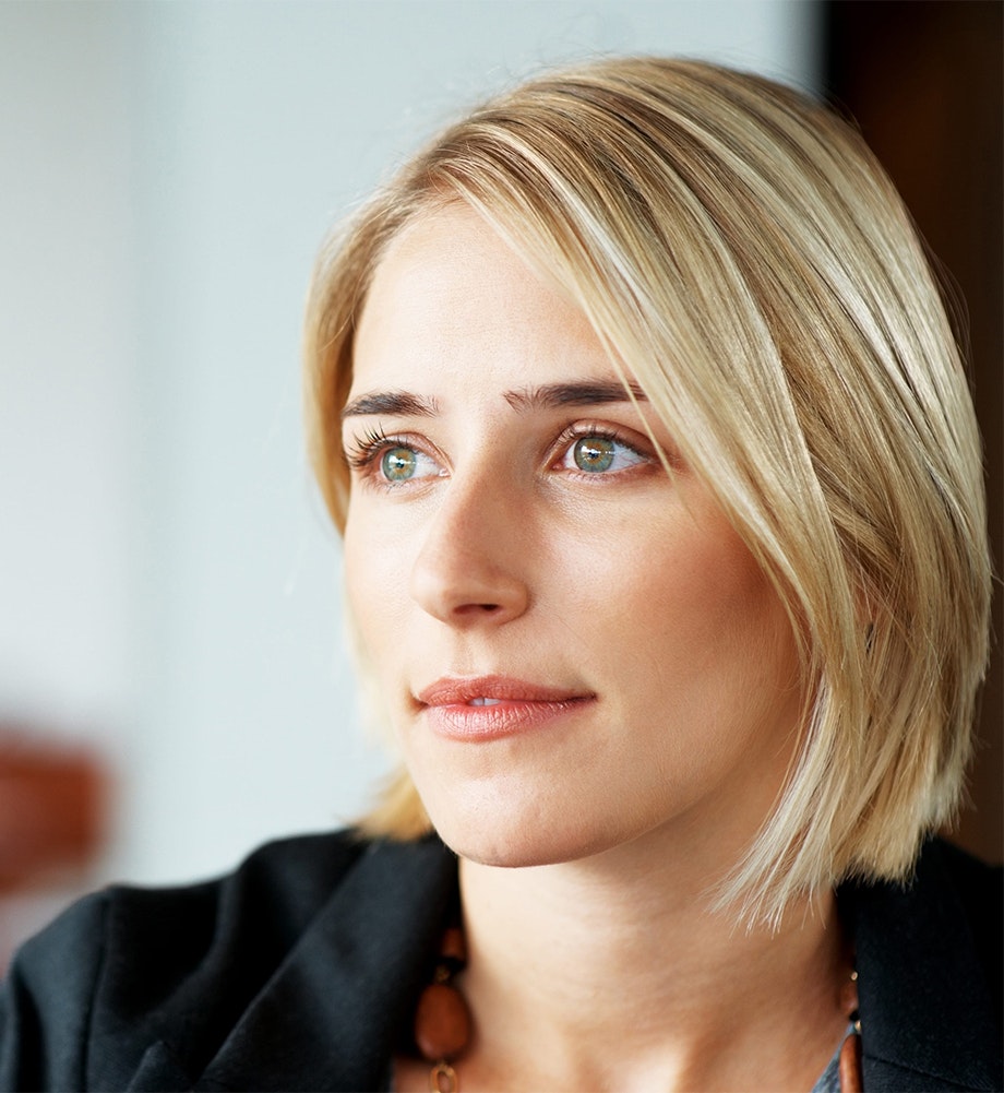 woman with short blonde hair