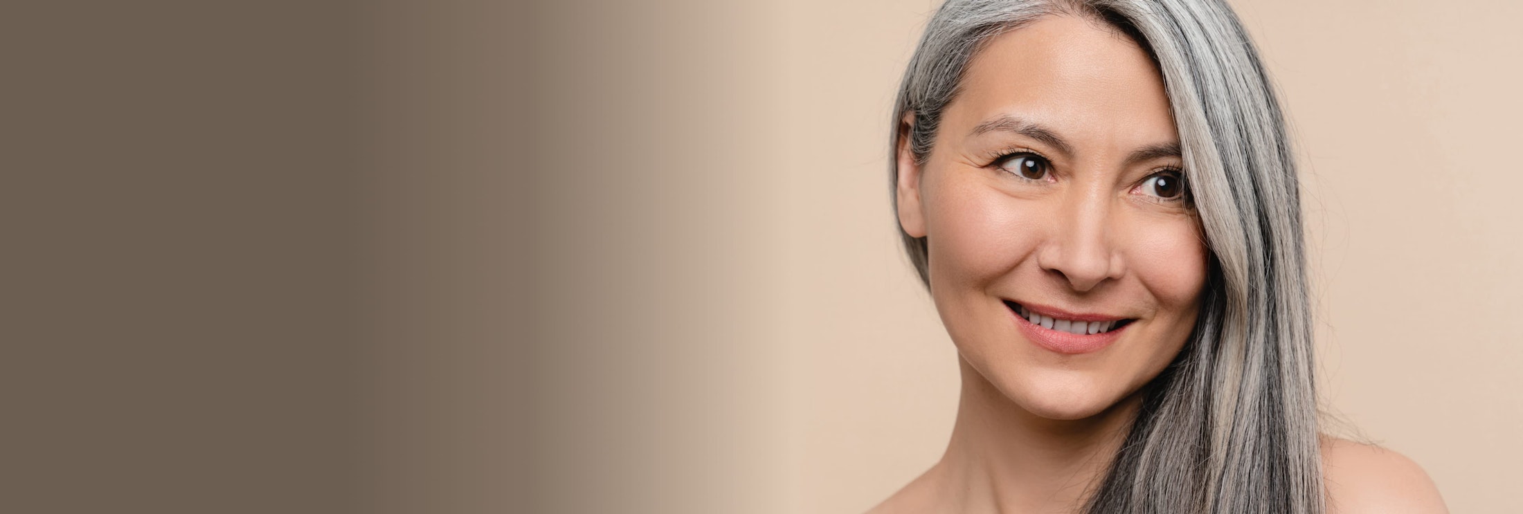 woman with long grey hair