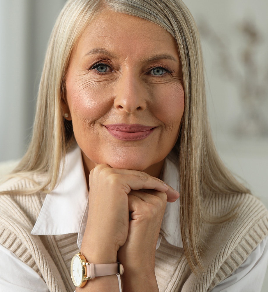 Woman with blue eyes
