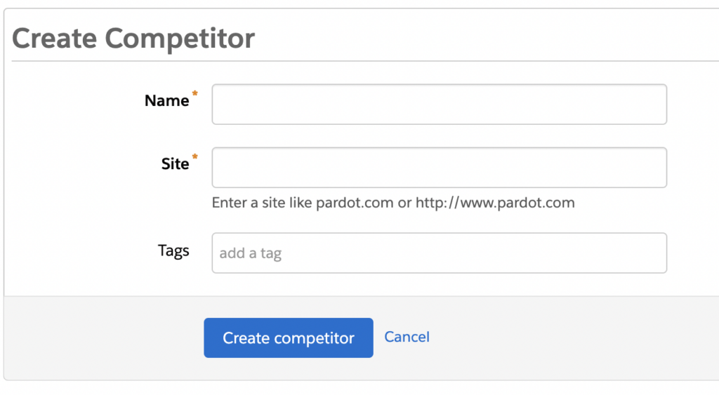 Screenshot of Pardot Competitors page