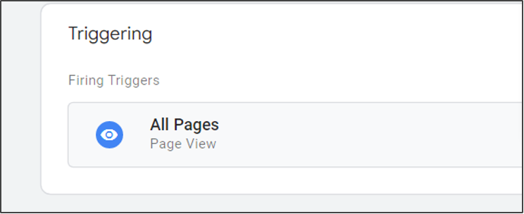 Screenshot of GTM Trigger firing on All Page Views