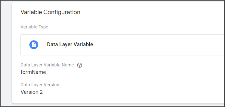 Screenshot of Variable Configuration in GTM